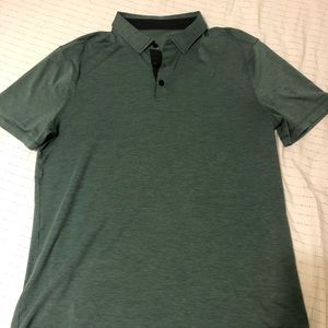 Lululemon Athletica Men Hunter Green Collar Shirt
